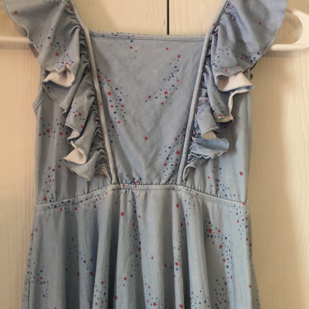 Girls' Blue Ruffle stretchy Dress - Picture 8 of 8